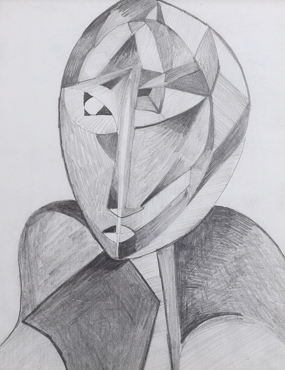 Cubist pencil sketch, Study of a figure, 24cm x 19cm